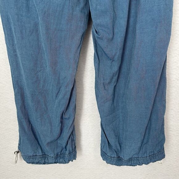 Nicole Miller Pants Women L Chambray Denim Pullon Pockets Jogger Casual Weekend - Picture 10 of 12